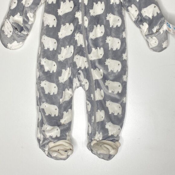 New Carter's Polar Bear Hooded Gray Winter One Piece Suit Baby Size 9 Months - Picture 5 of 9